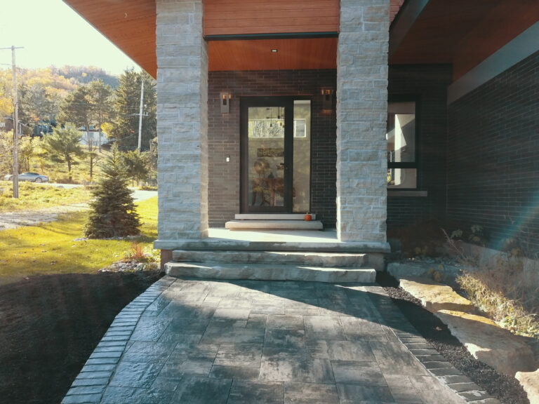Native & Pollinator Gardens, Paver Front Walkway and Stone Steps
