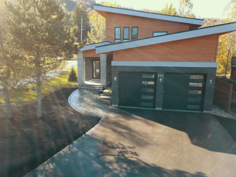 Native pollinator gardens with paver front walkway and stone steps in Blue Mountains by EcoCultures