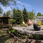 Retaining Wall, Flagstone Patio with Fire Pit, Native Gardens & Raised Beds